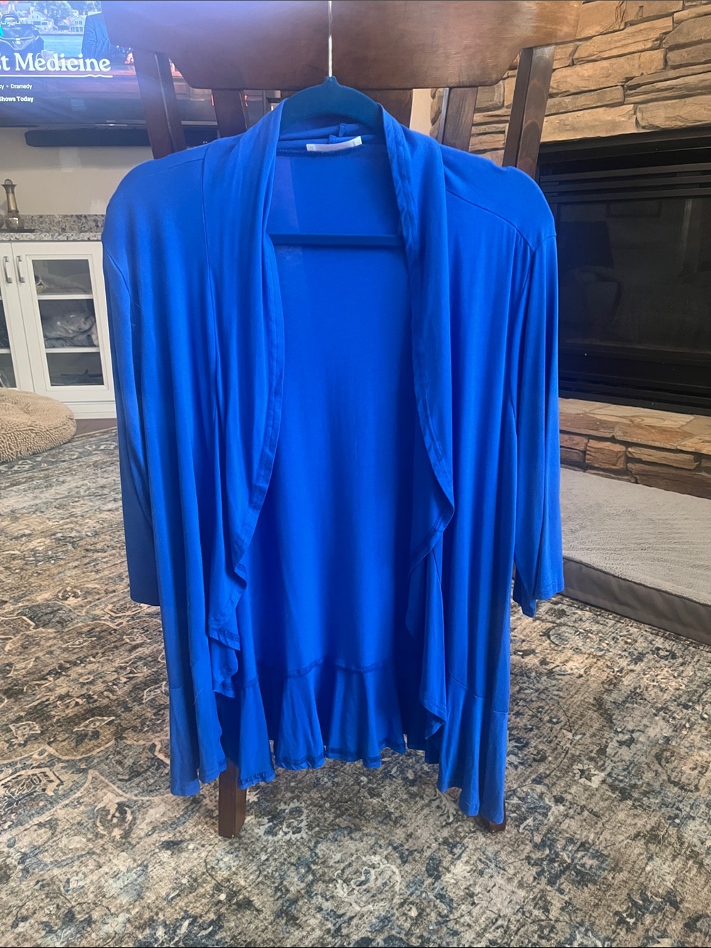 Flowy Open-Front Cardigan Sweater in Royal Blue